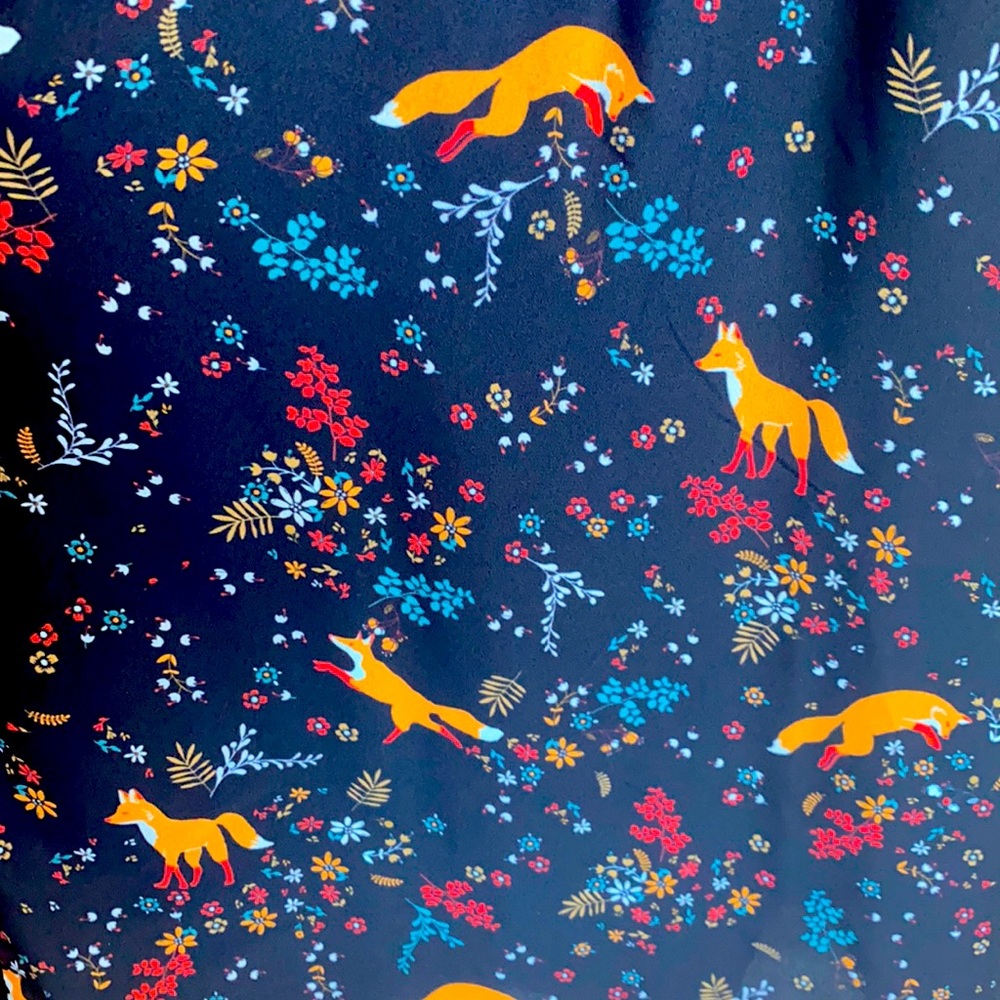 Fox floral print crepe banded empire dress